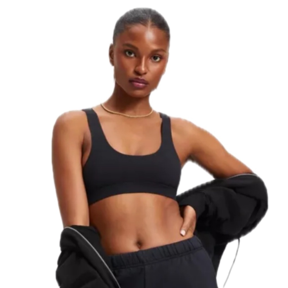 Good American Lounge Scoop Neck Bra Black Size 3